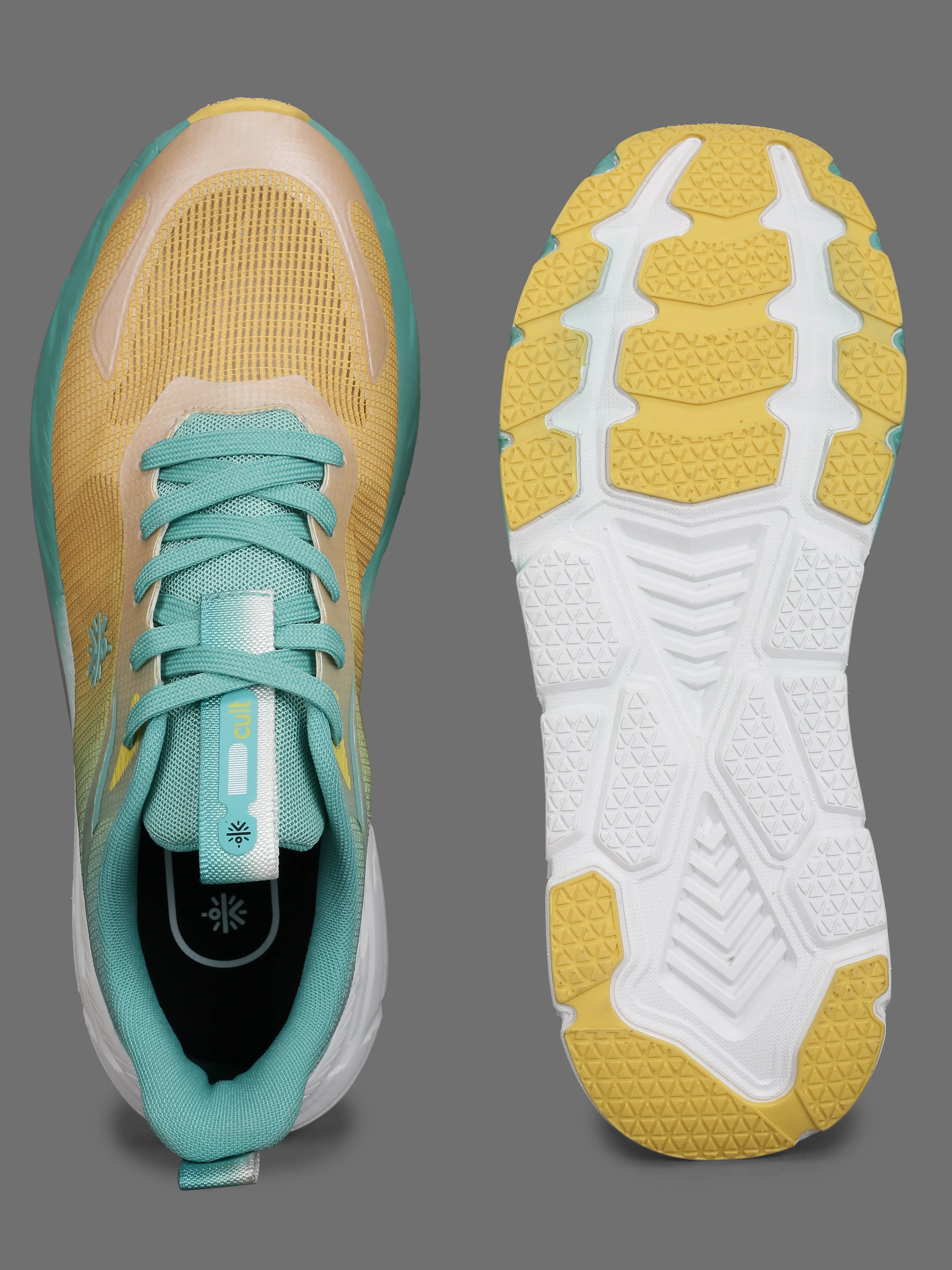 cult Men's Fortis Running Shoes - Yellow/Mint Green