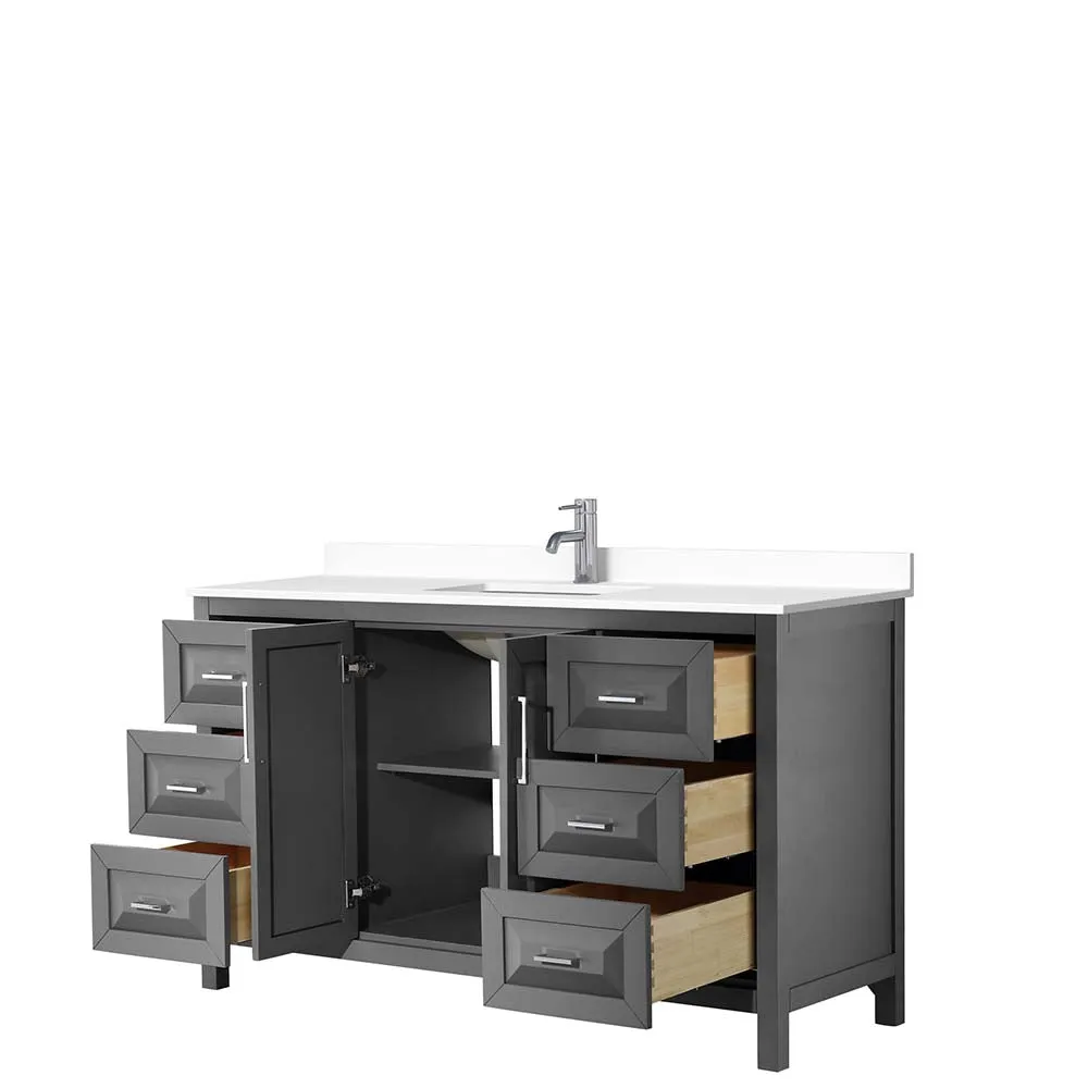 Daria 60 Inch Single Bathroom Vanity in Dark Gray