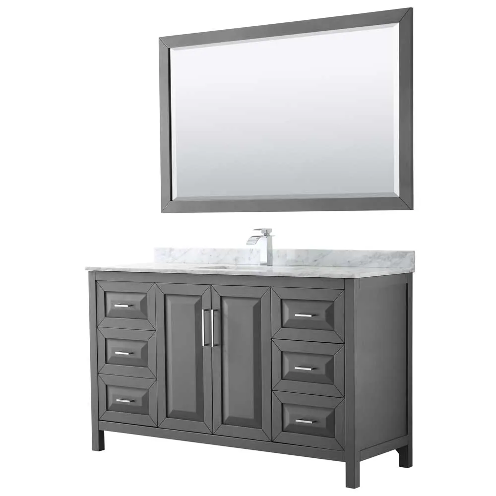 Daria 60 Inch Single Bathroom Vanity in Dark Gray