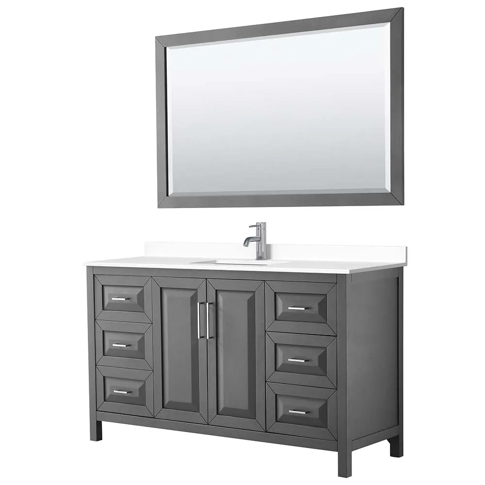 Daria 60 Inch Single Bathroom Vanity in Dark Gray