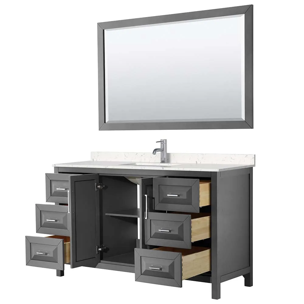 Daria 60 Inch Single Bathroom Vanity in Dark Gray