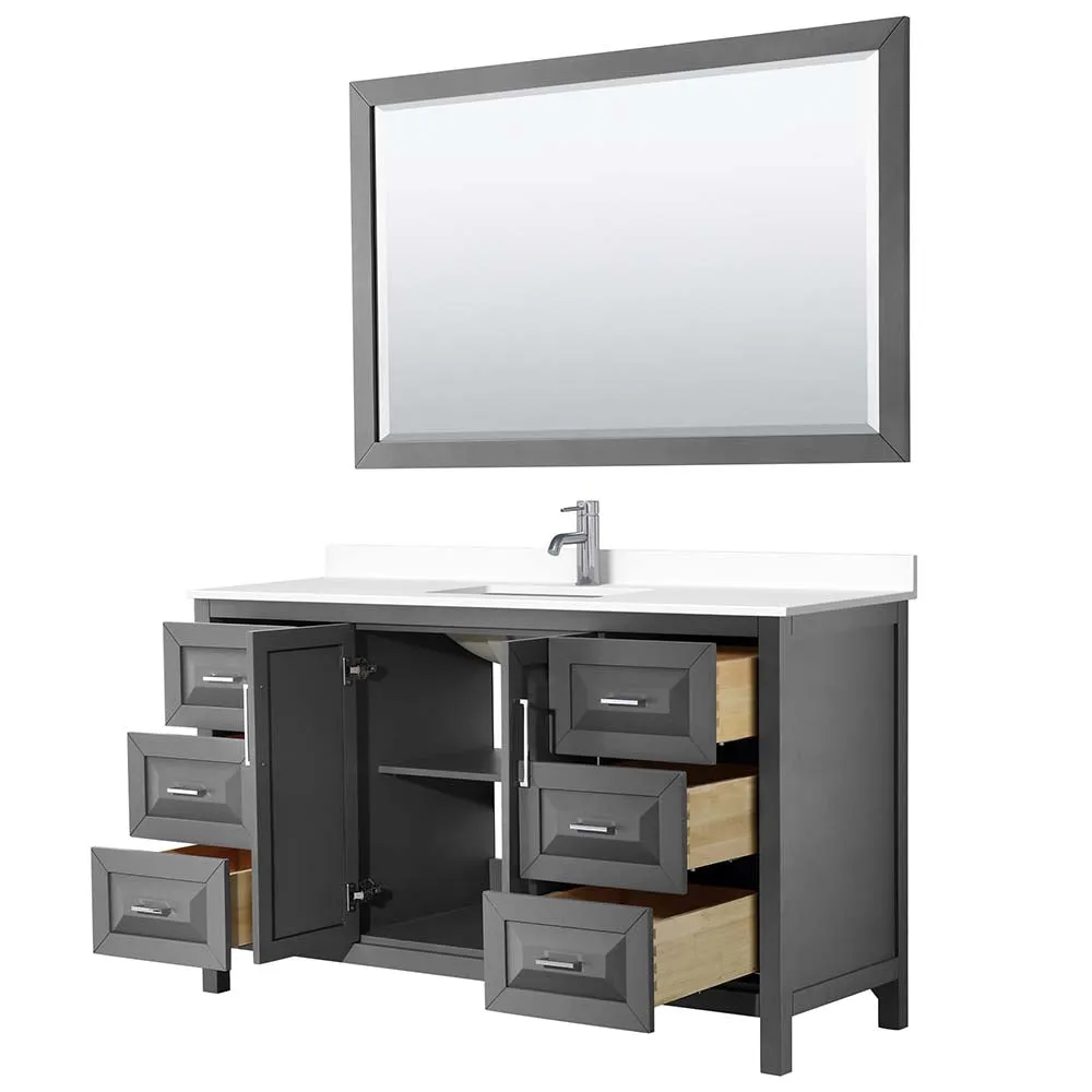Daria 60 Inch Single Bathroom Vanity in Dark Gray