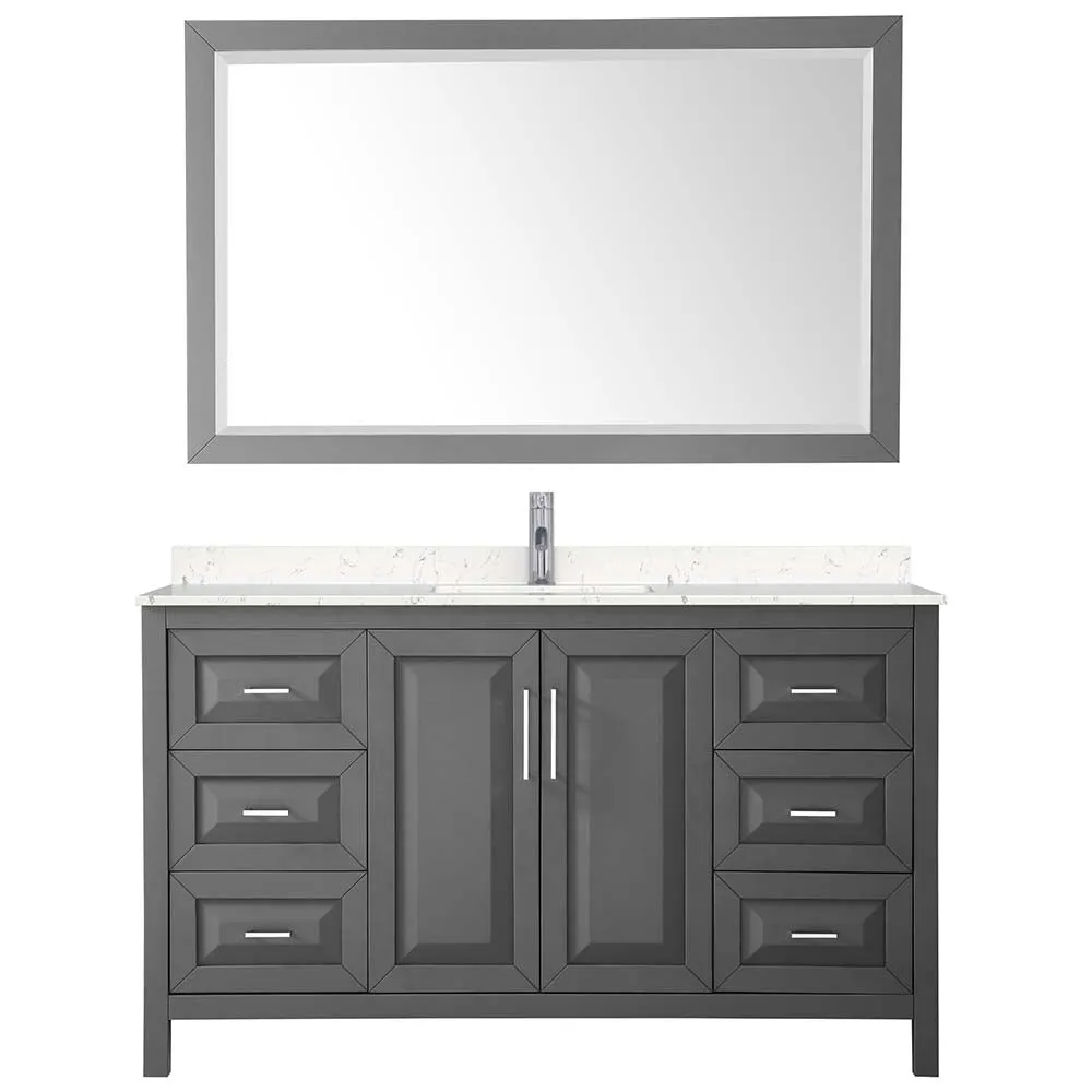 Daria 60 Inch Single Bathroom Vanity in Dark Gray
