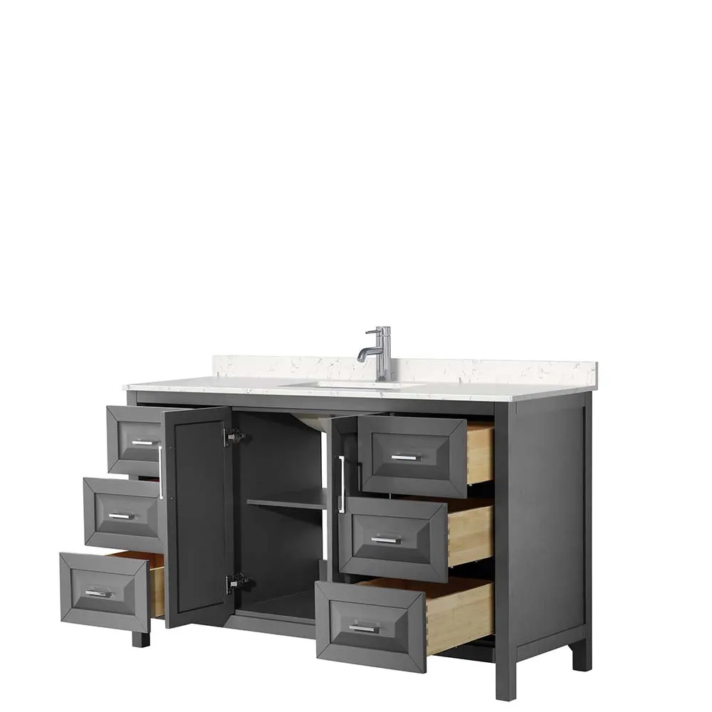 Daria 60 Inch Single Bathroom Vanity in Dark Gray