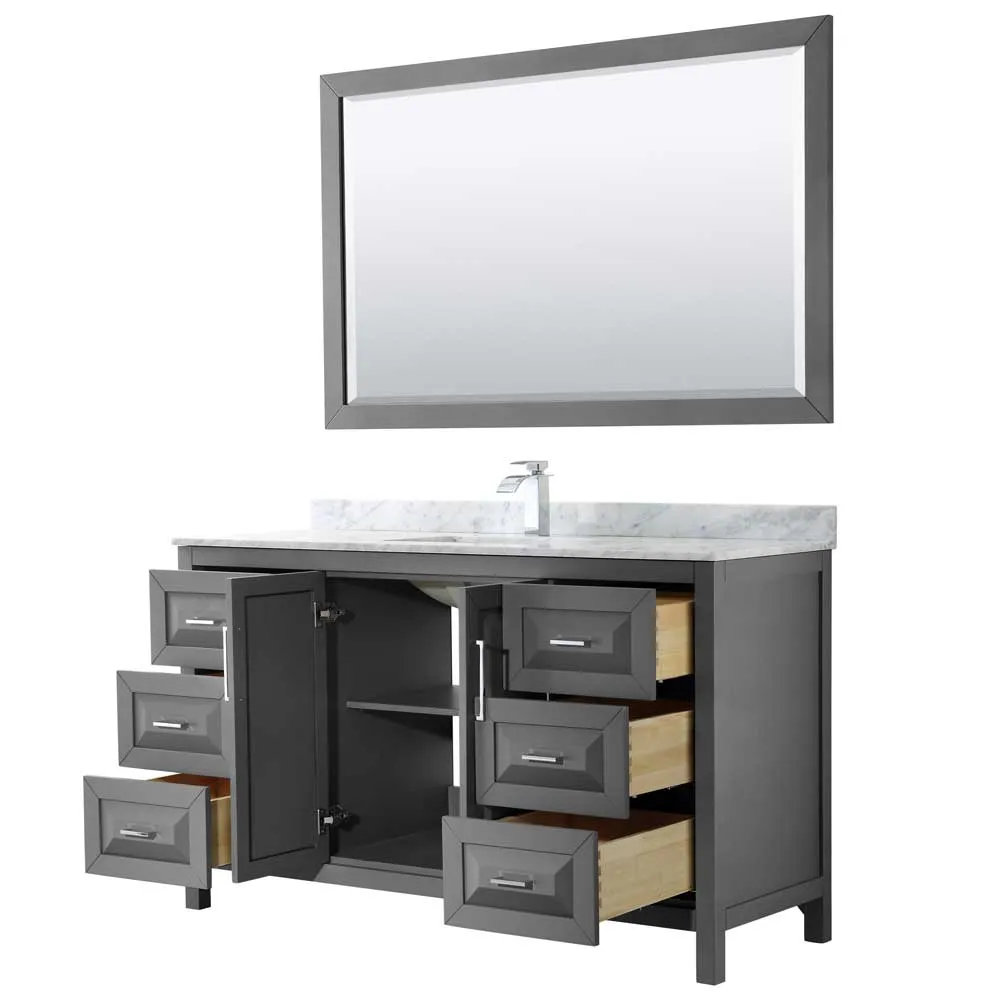 Daria 60 Inch Single Bathroom Vanity in Dark Gray