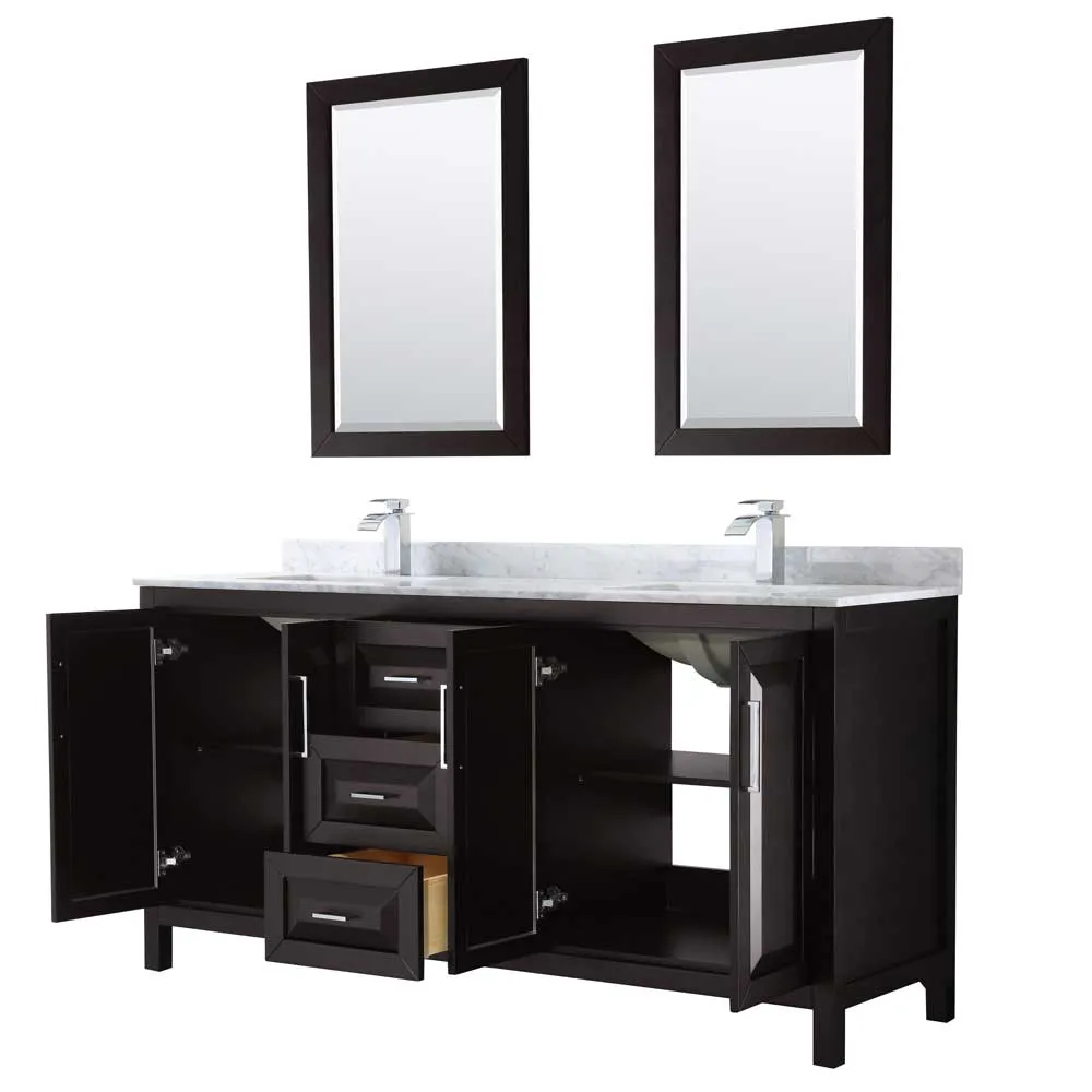 Daria 72 Inch Double Bathroom Vanity in Dark Espresso