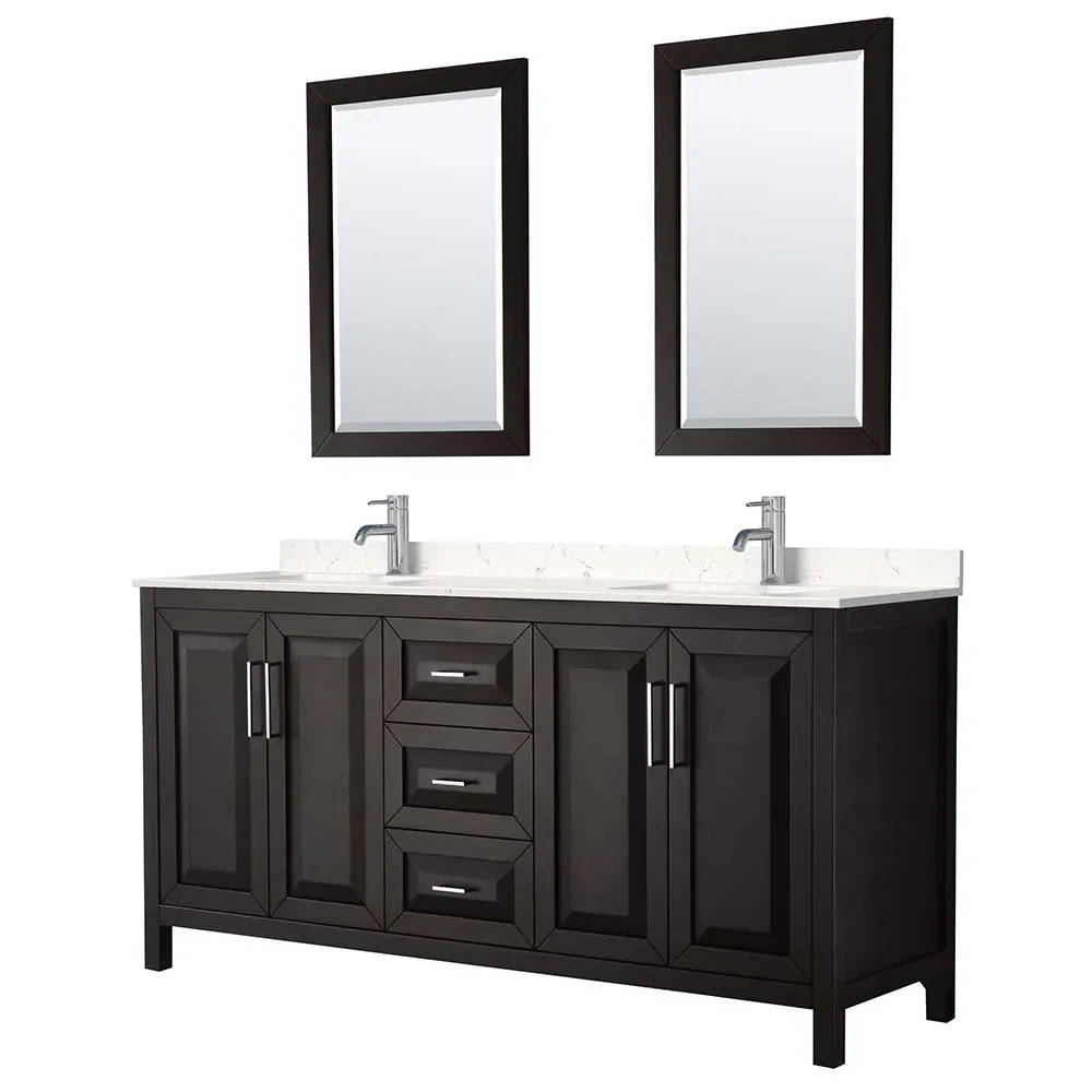 Daria 72 Inch Double Bathroom Vanity in Dark Espresso