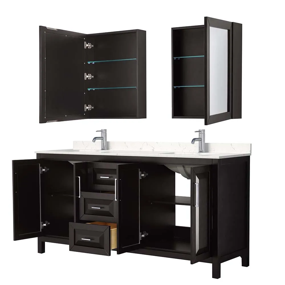 Daria 72 Inch Double Bathroom Vanity in Dark Espresso