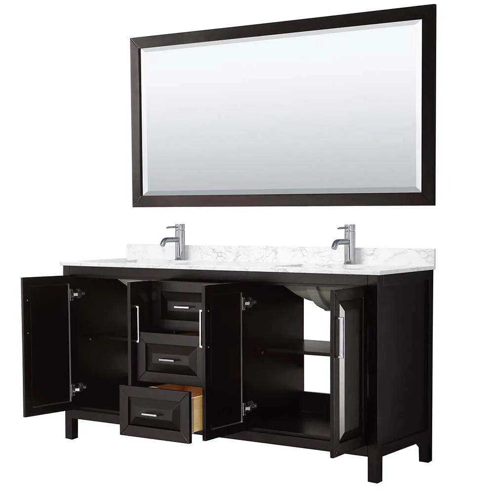 Daria 72 Inch Double Bathroom Vanity in Dark Espresso