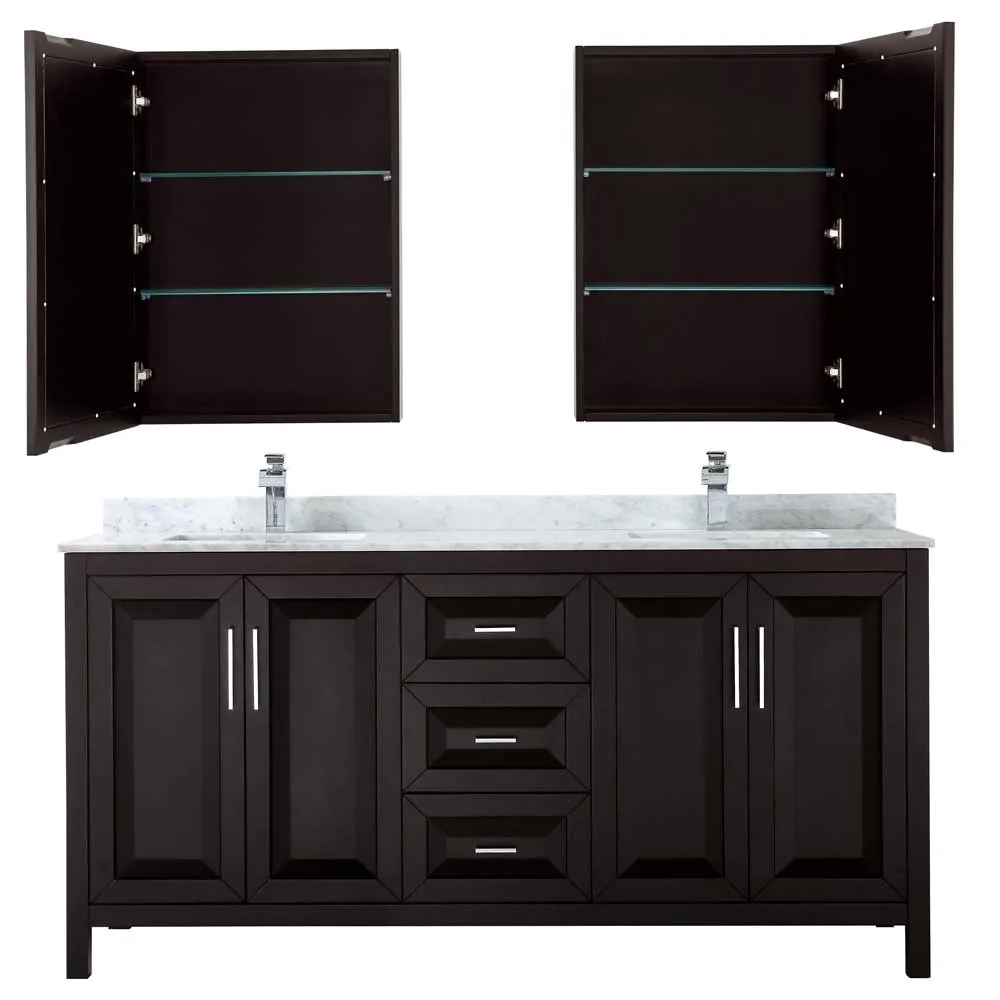 Daria 72 Inch Double Bathroom Vanity in Dark Espresso