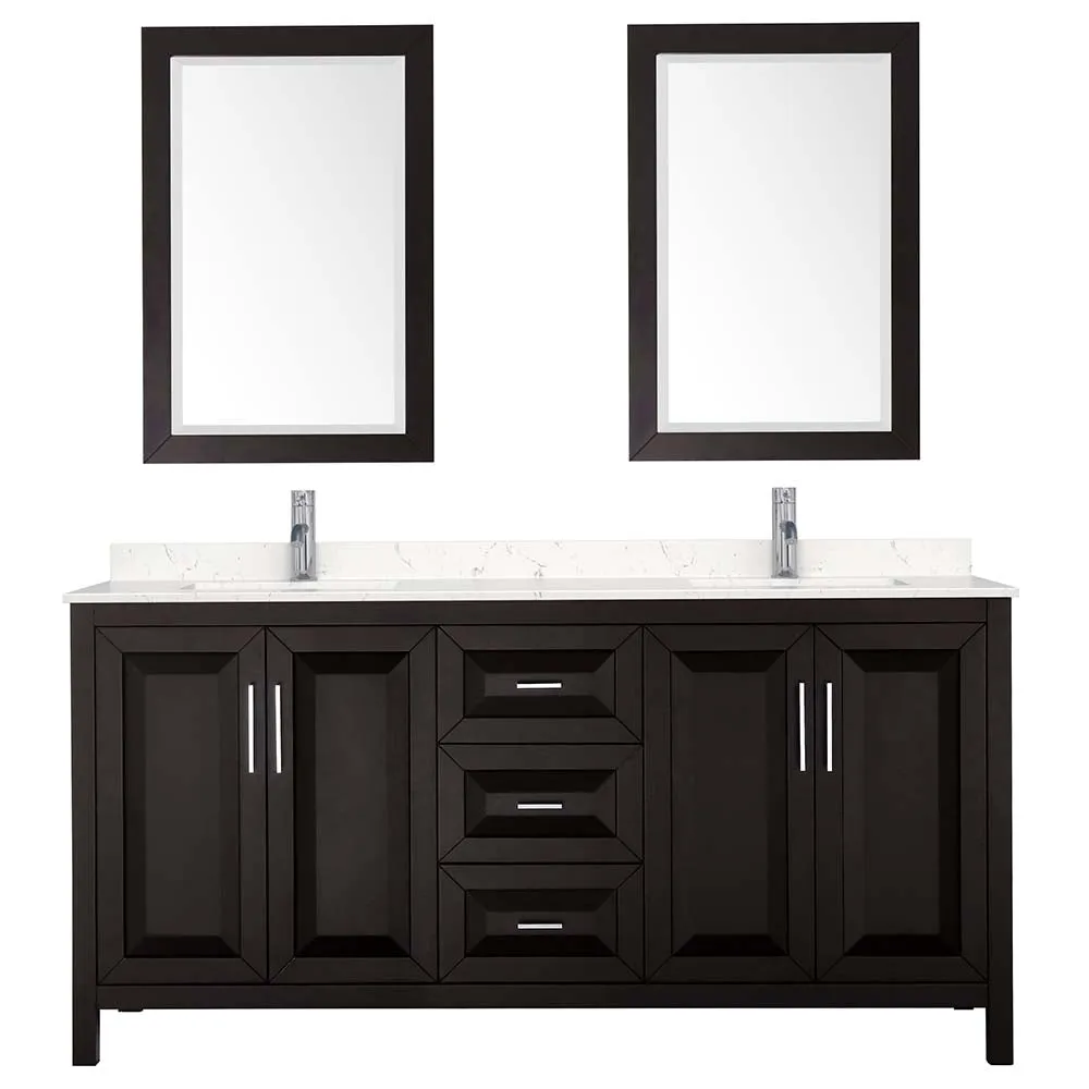 Daria 72 Inch Double Bathroom Vanity in Dark Espresso