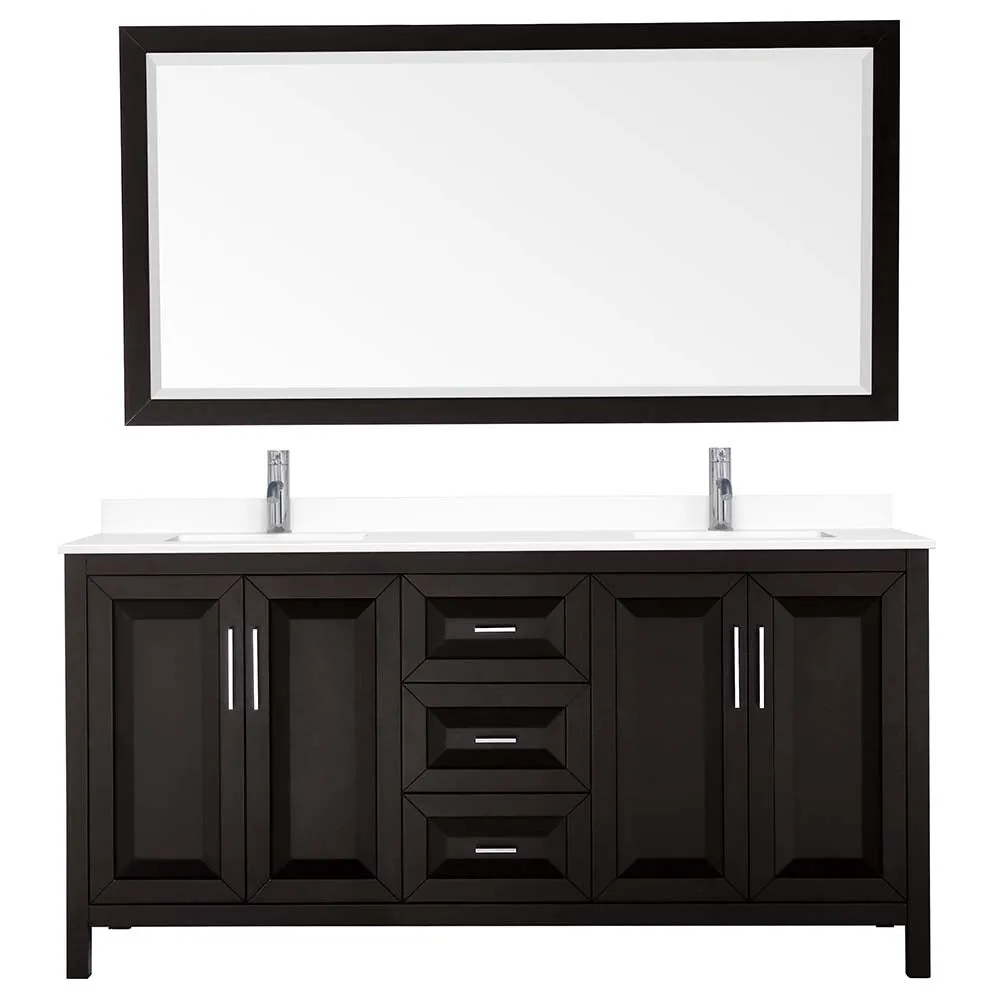 Daria 72 Inch Double Bathroom Vanity in Dark Espresso