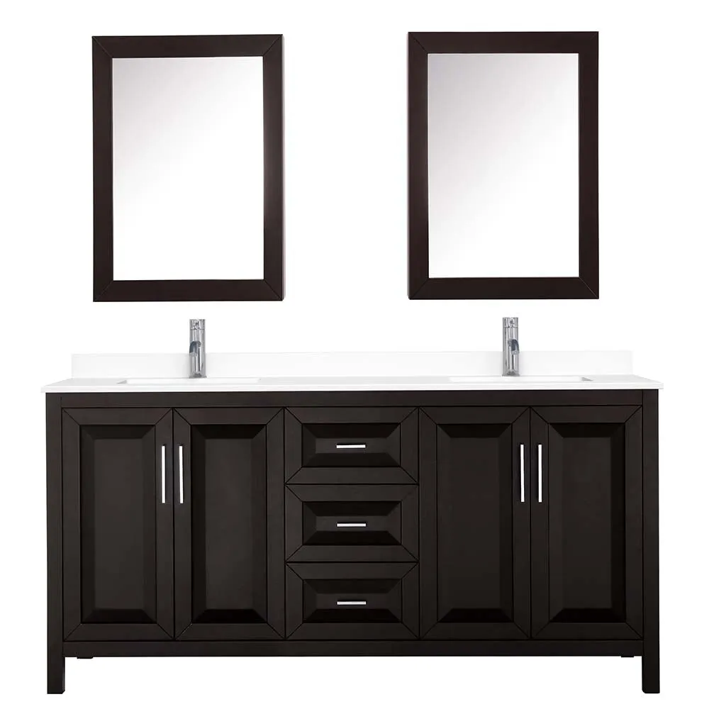 Daria 72 Inch Double Bathroom Vanity in Dark Espresso