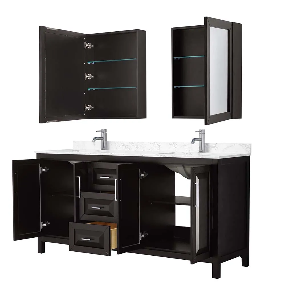 Daria 72 Inch Double Bathroom Vanity in Dark Espresso