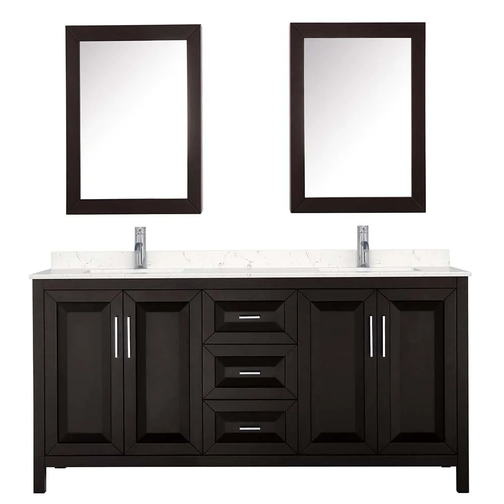 Daria 72 Inch Double Bathroom Vanity in Dark Espresso