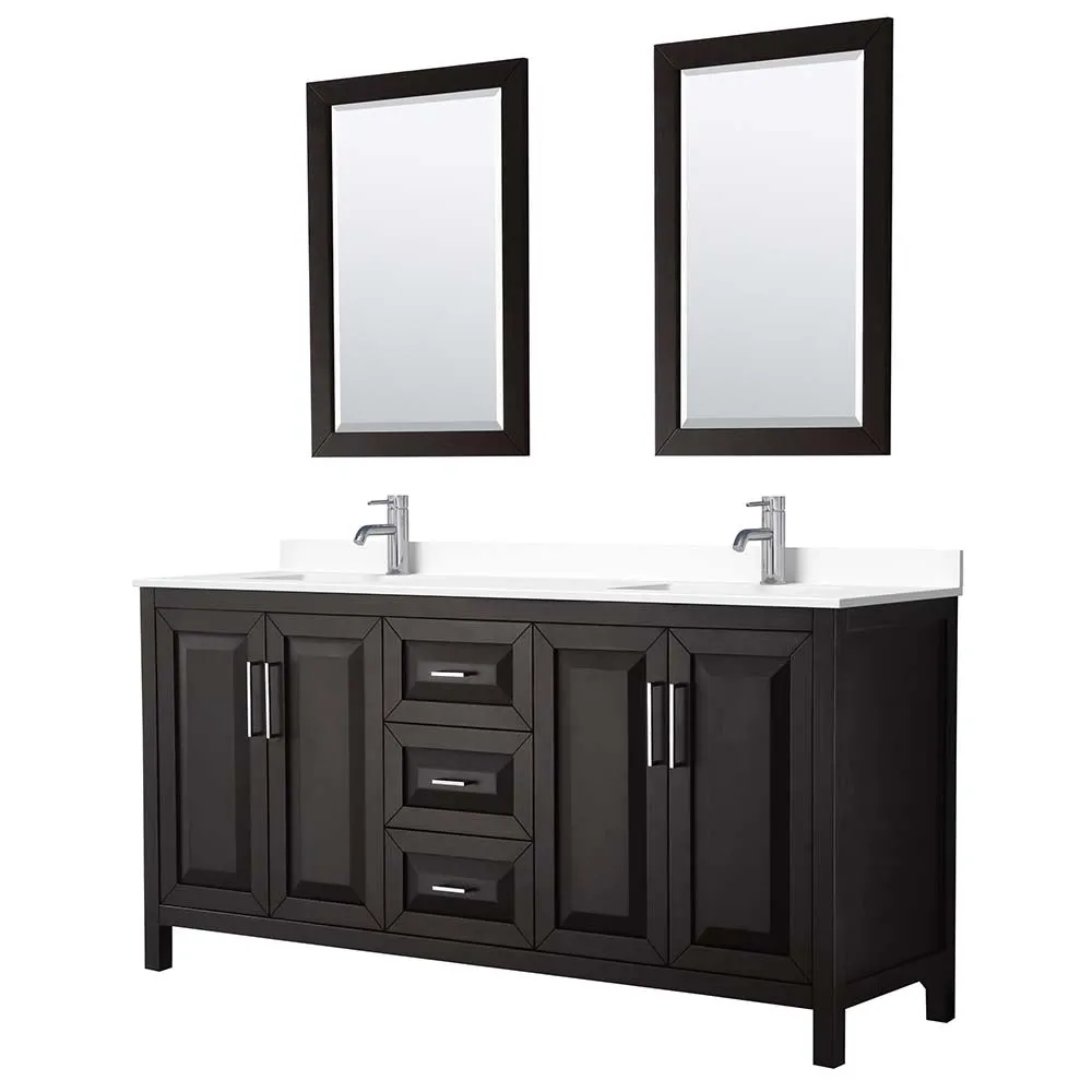 Daria 72 Inch Double Bathroom Vanity in Dark Espresso