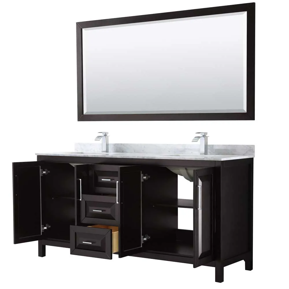 Daria 72 Inch Double Bathroom Vanity in Dark Espresso