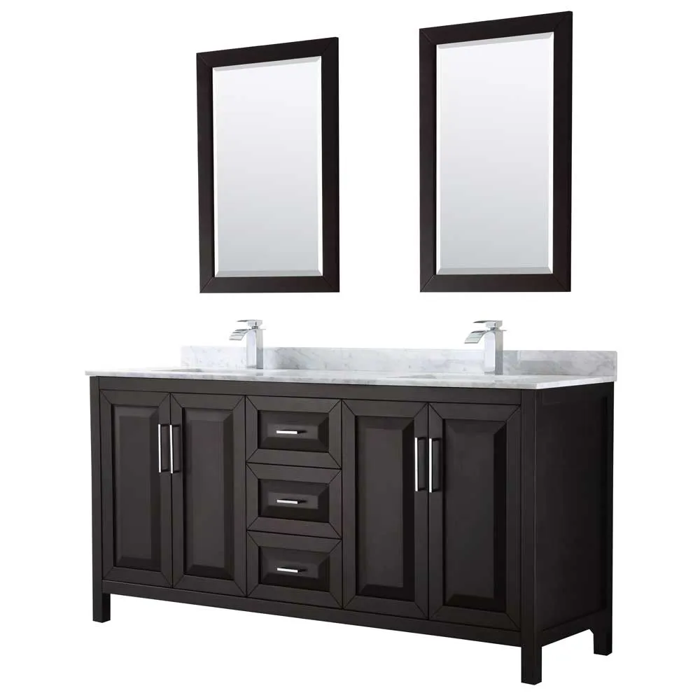 Daria 72 Inch Double Bathroom Vanity in Dark Espresso