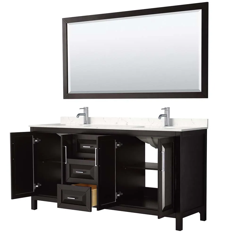 Daria 72 Inch Double Bathroom Vanity in Dark Espresso