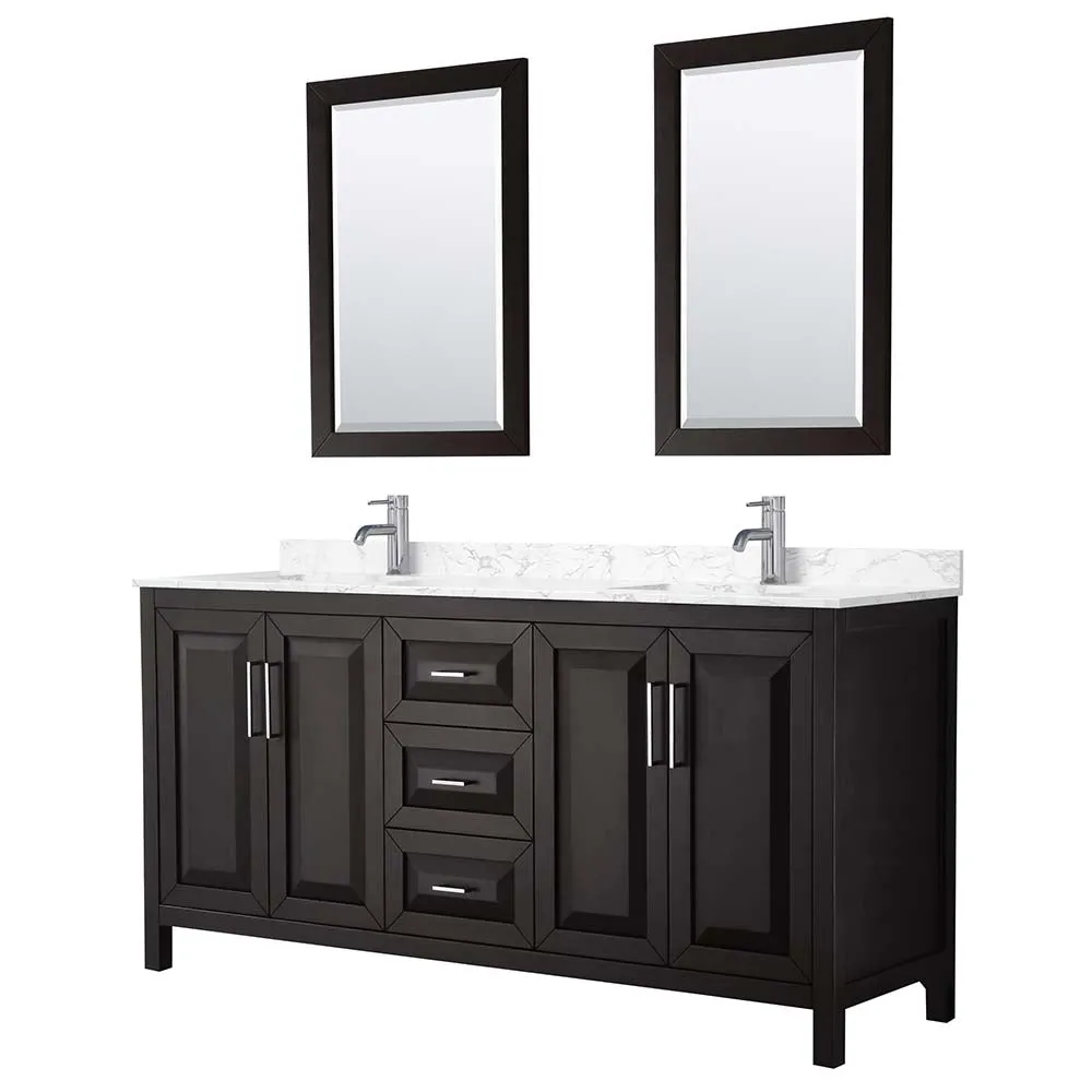 Daria 72 Inch Double Bathroom Vanity in Dark Espresso