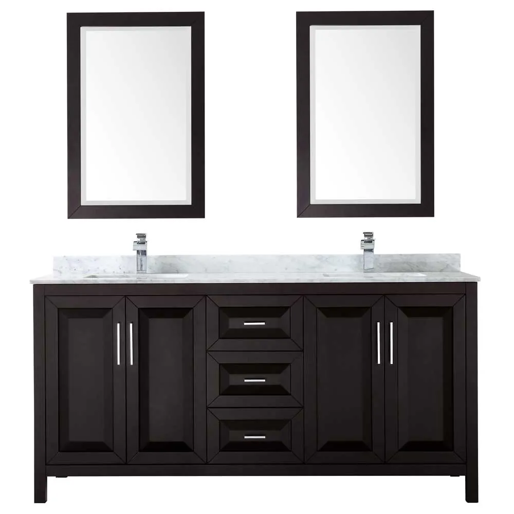 Daria 72 Inch Double Bathroom Vanity in Dark Espresso