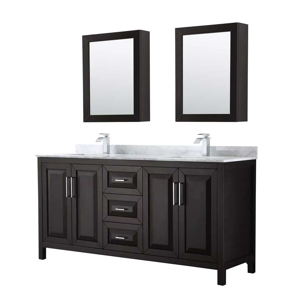 Daria 72 Inch Double Bathroom Vanity in Dark Espresso