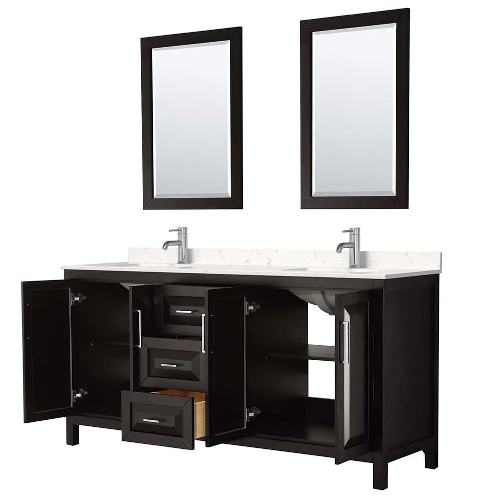 Daria 72 Inch Double Bathroom Vanity in Dark Espresso