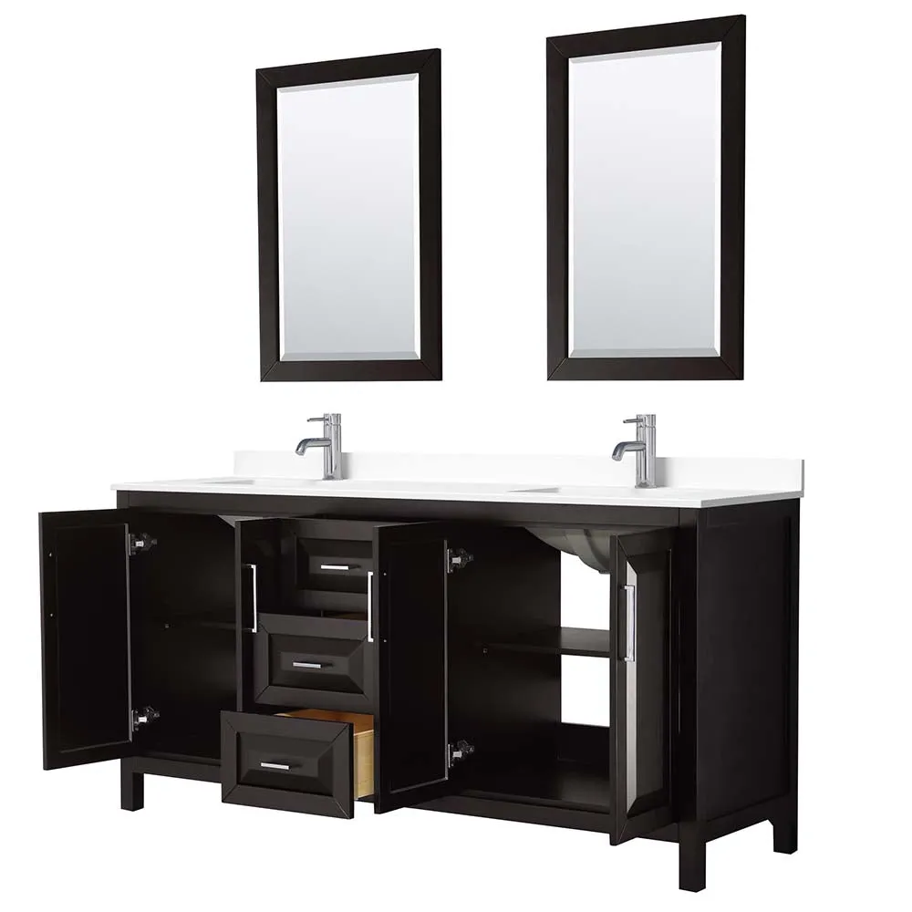 Daria 72 Inch Double Bathroom Vanity in Dark Espresso