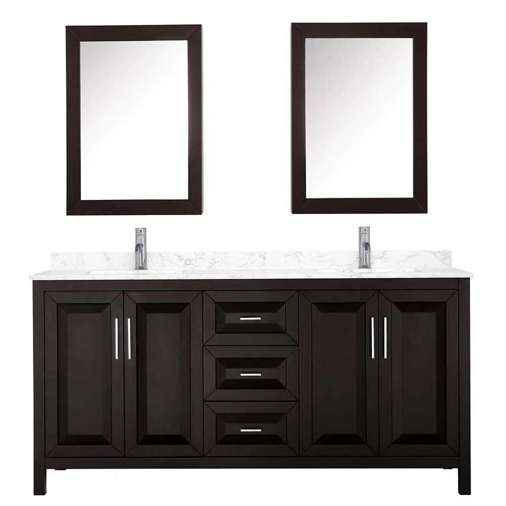 Daria 72 Inch Double Bathroom Vanity in Dark Espresso