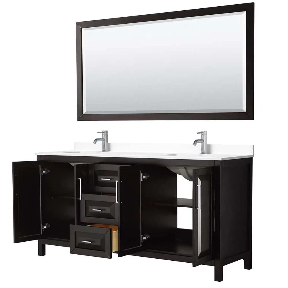 Daria 72 Inch Double Bathroom Vanity in Dark Espresso
