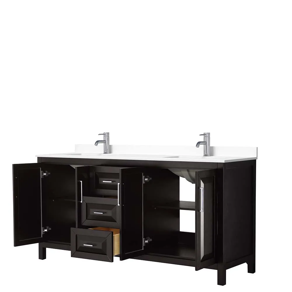 Daria 72 Inch Double Bathroom Vanity in Dark Espresso