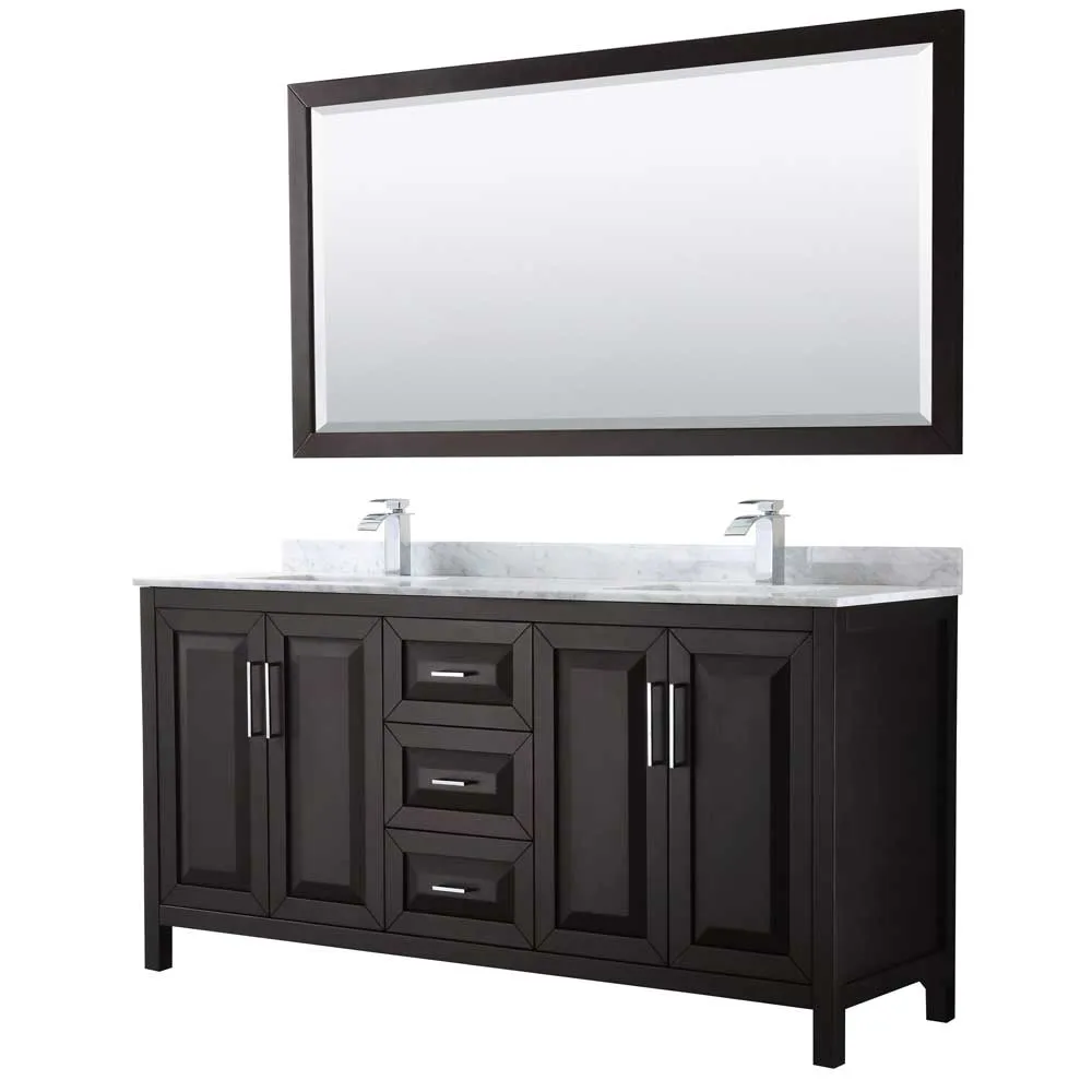 Daria 72 Inch Double Bathroom Vanity in Dark Espresso