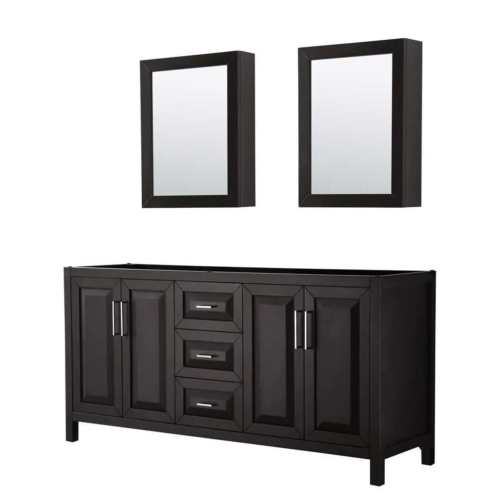 Daria 72 Inch Double Bathroom Vanity in Dark Espresso