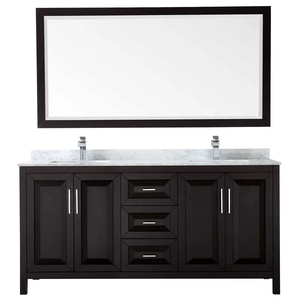 Daria 72 Inch Double Bathroom Vanity in Dark Espresso