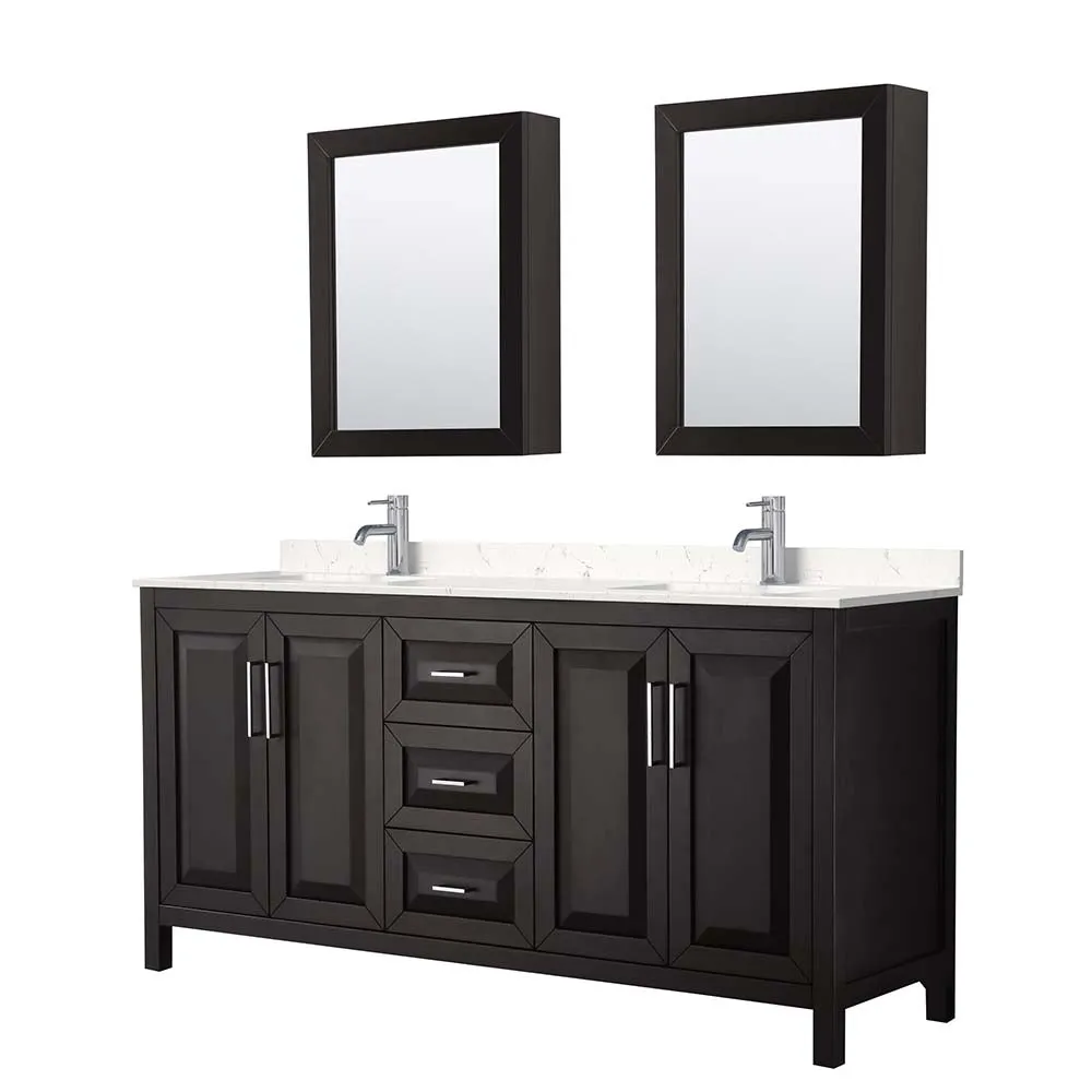 Daria 72 Inch Double Bathroom Vanity in Dark Espresso