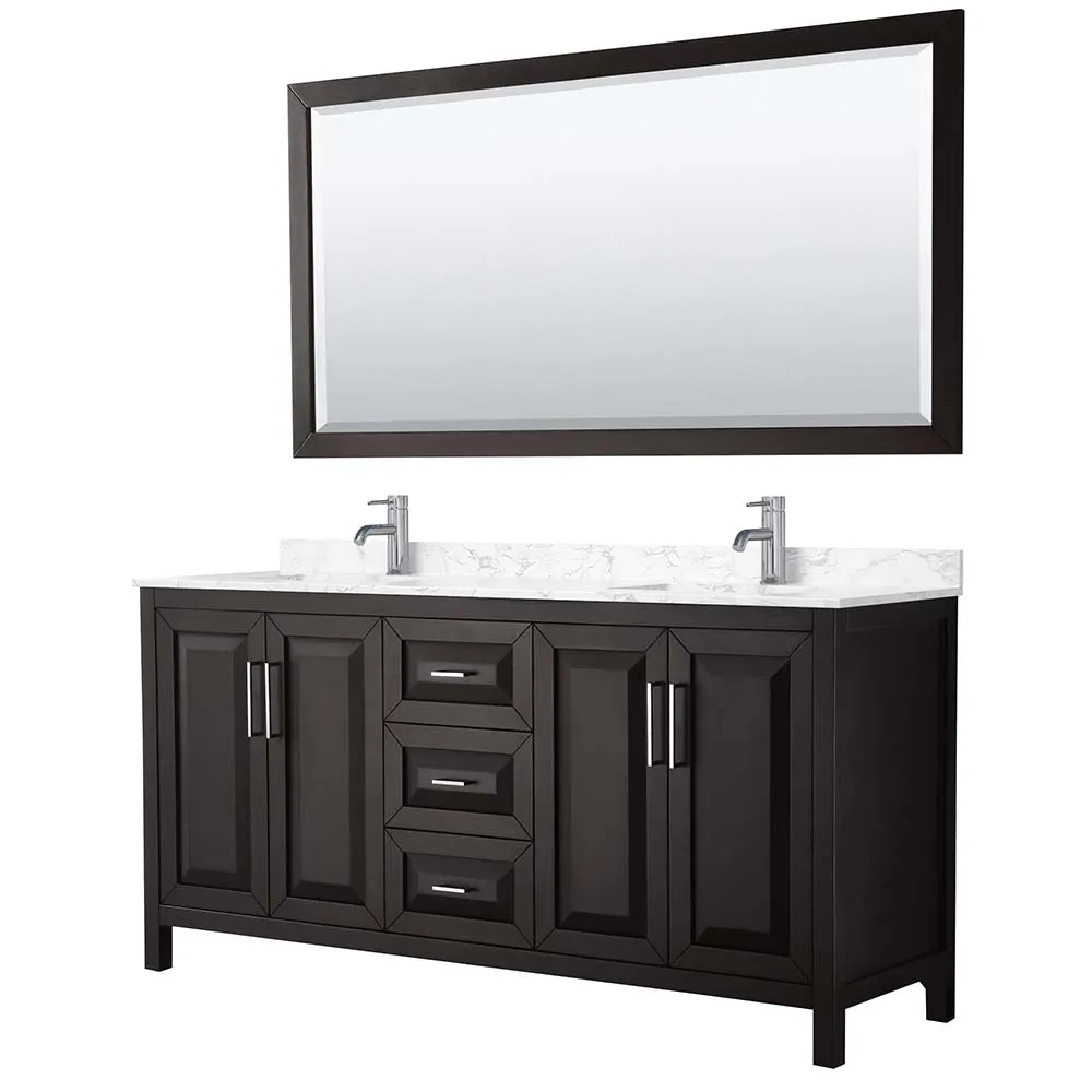 Daria 72 Inch Double Bathroom Vanity in Dark Espresso
