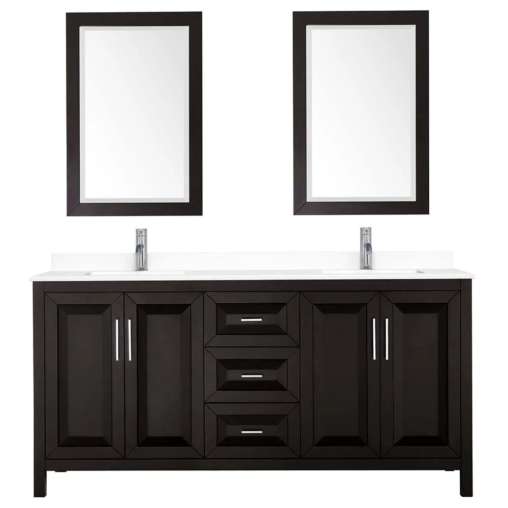 Daria 72 Inch Double Bathroom Vanity in Dark Espresso