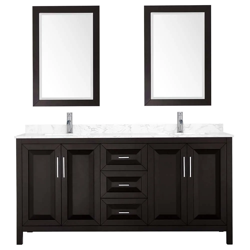 Daria 72 Inch Double Bathroom Vanity in Dark Espresso