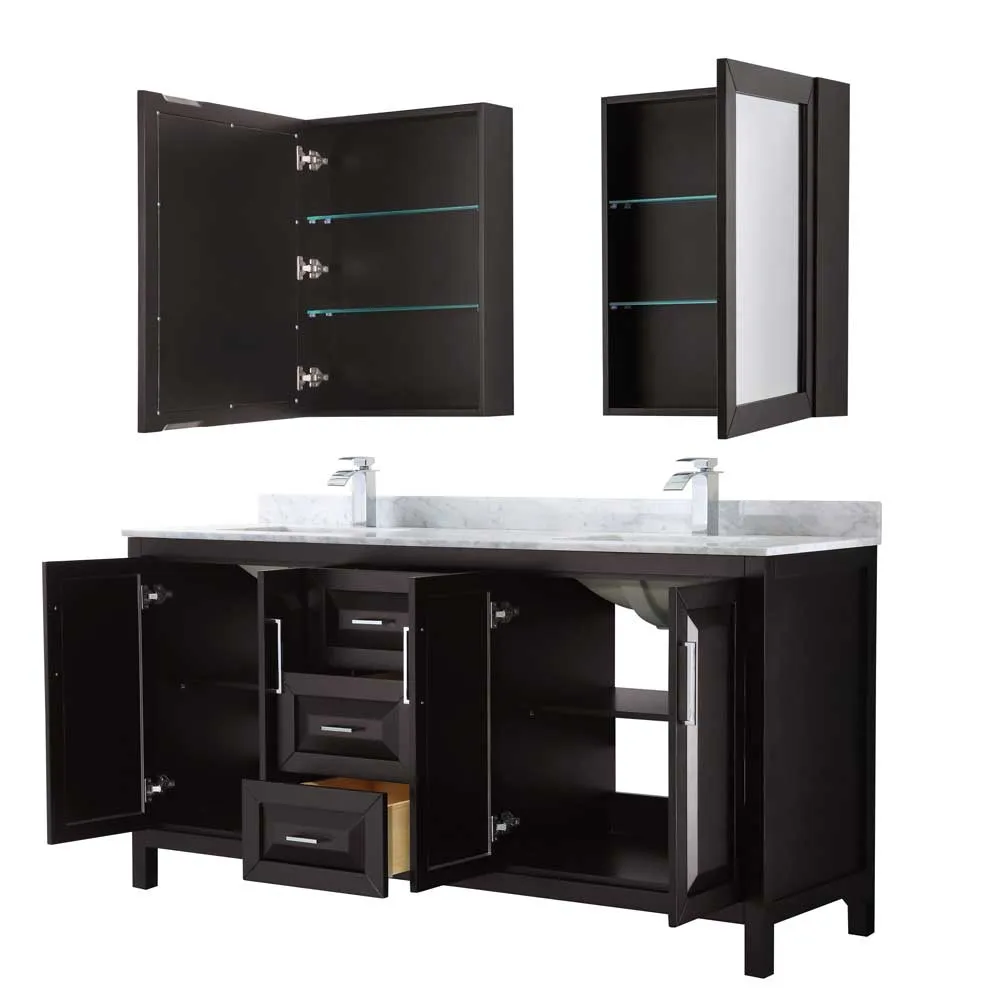 Daria 72 Inch Double Bathroom Vanity in Dark Espresso