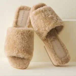 Donald J Pliner Leslie Shearling Slides Slip On Sandal 7.5