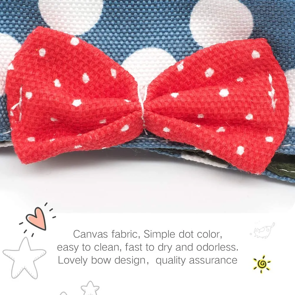 DOTON Cat Harness and Leash Set ,No Pull Escape Proof Cat Vest Harness with Bowknot Polka Dot Easy on Jacket for Walking and Running, Blue, Size Large!
