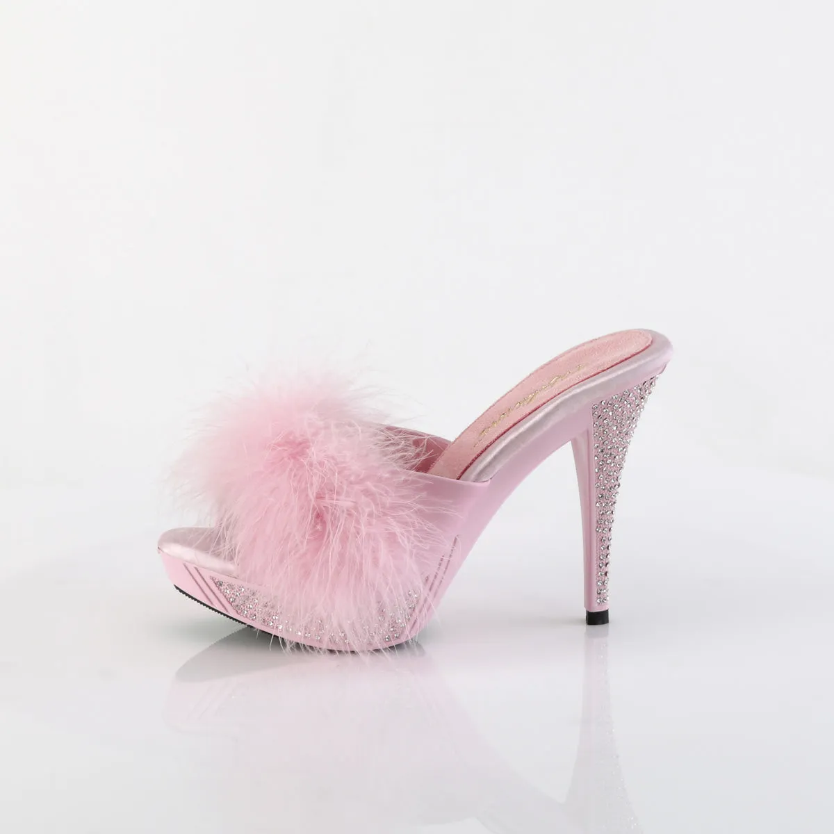 ELEGANT-401F  Baby Pink Marabou-Faux Leather/Baby Pink