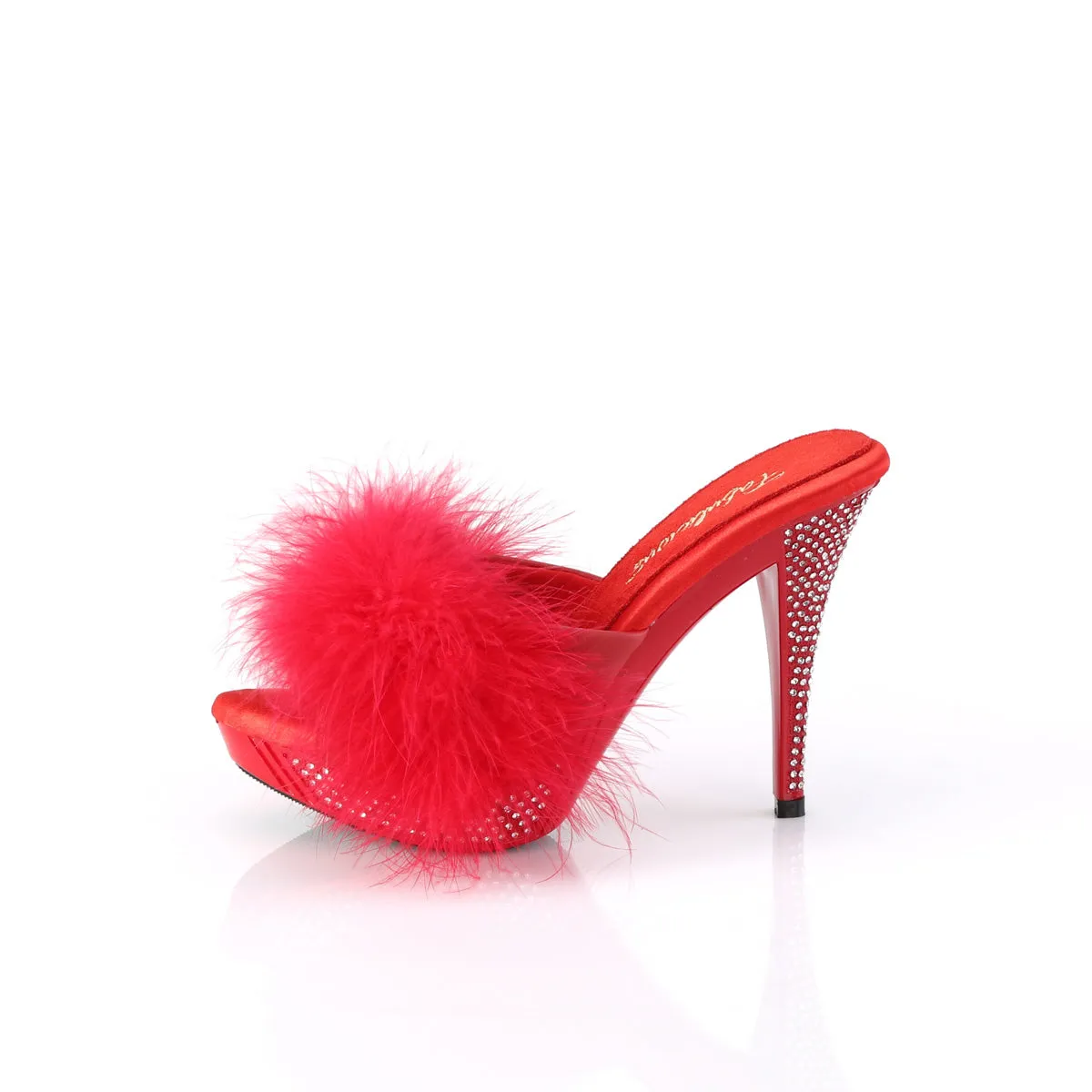 ELEGANT-401F  Red Marabou-Faux Leather/Red