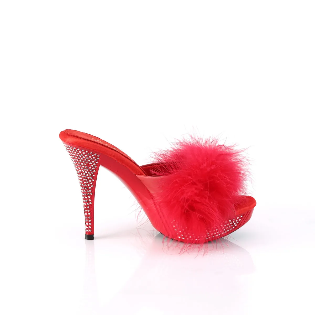 ELEGANT-401F  Red Marabou-Faux Leather/Red