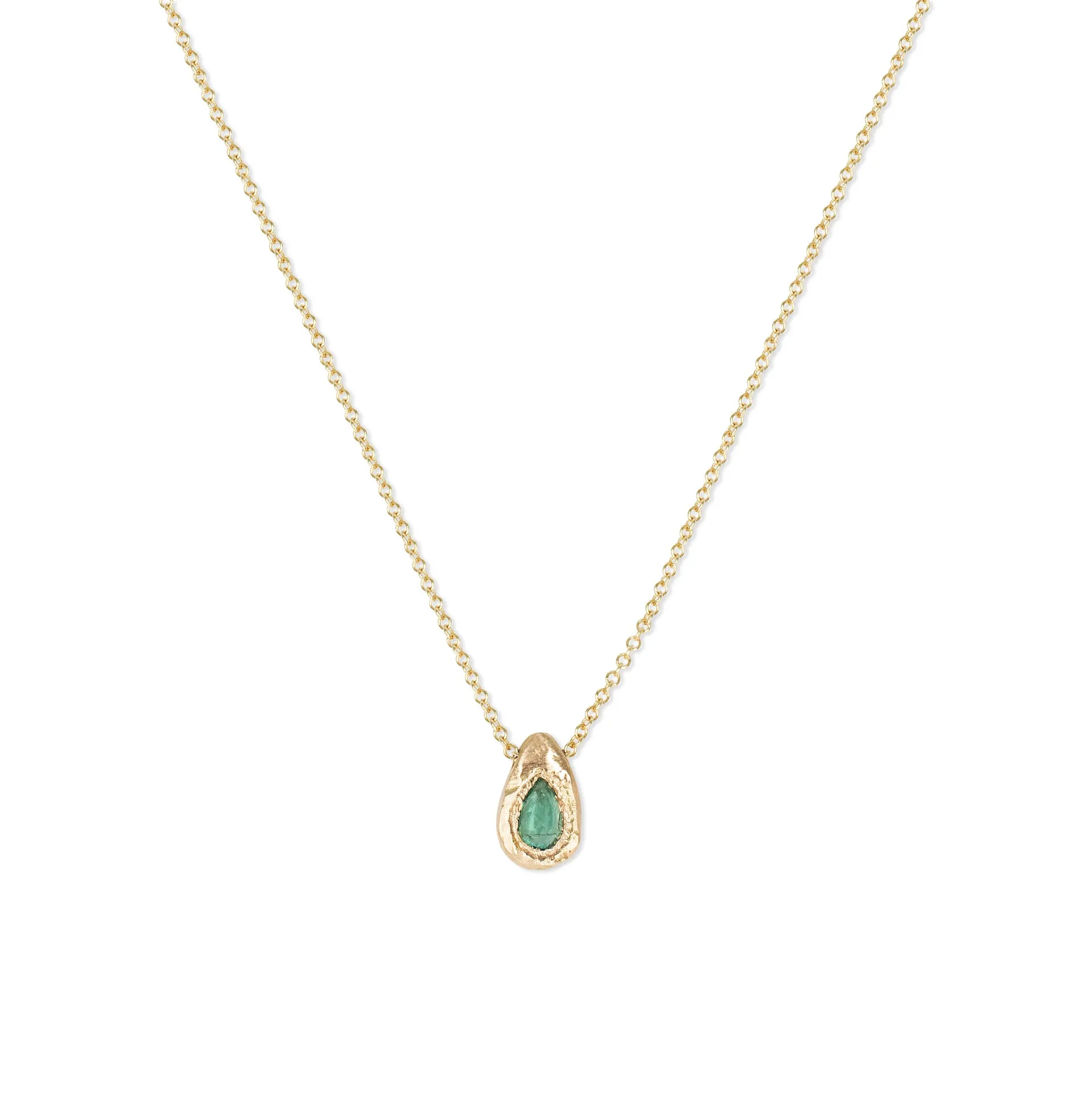 Emerald Teardrop Gold Slider Necklace