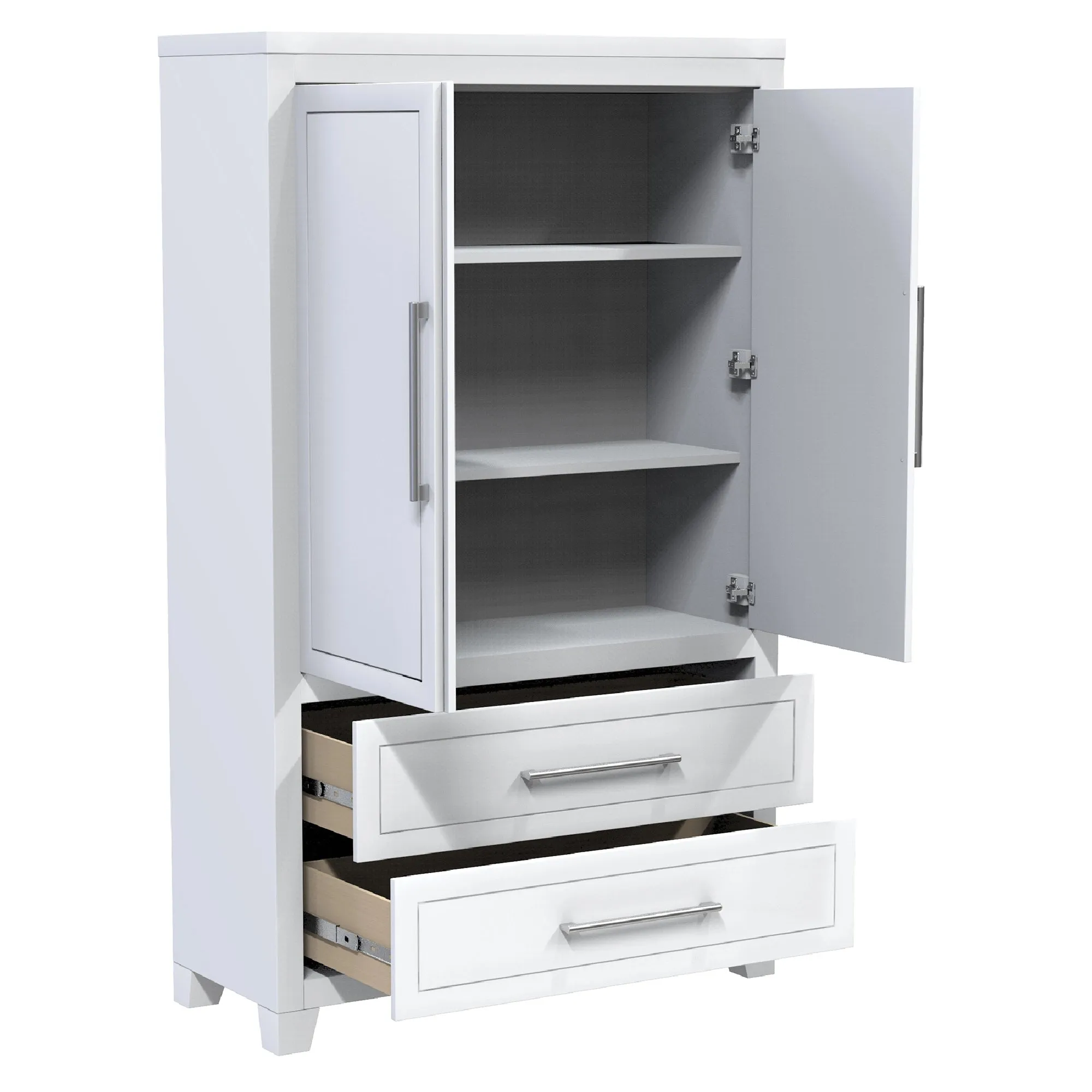 emma armoire storage organizer - shelves with 2 drawers home decor, white
