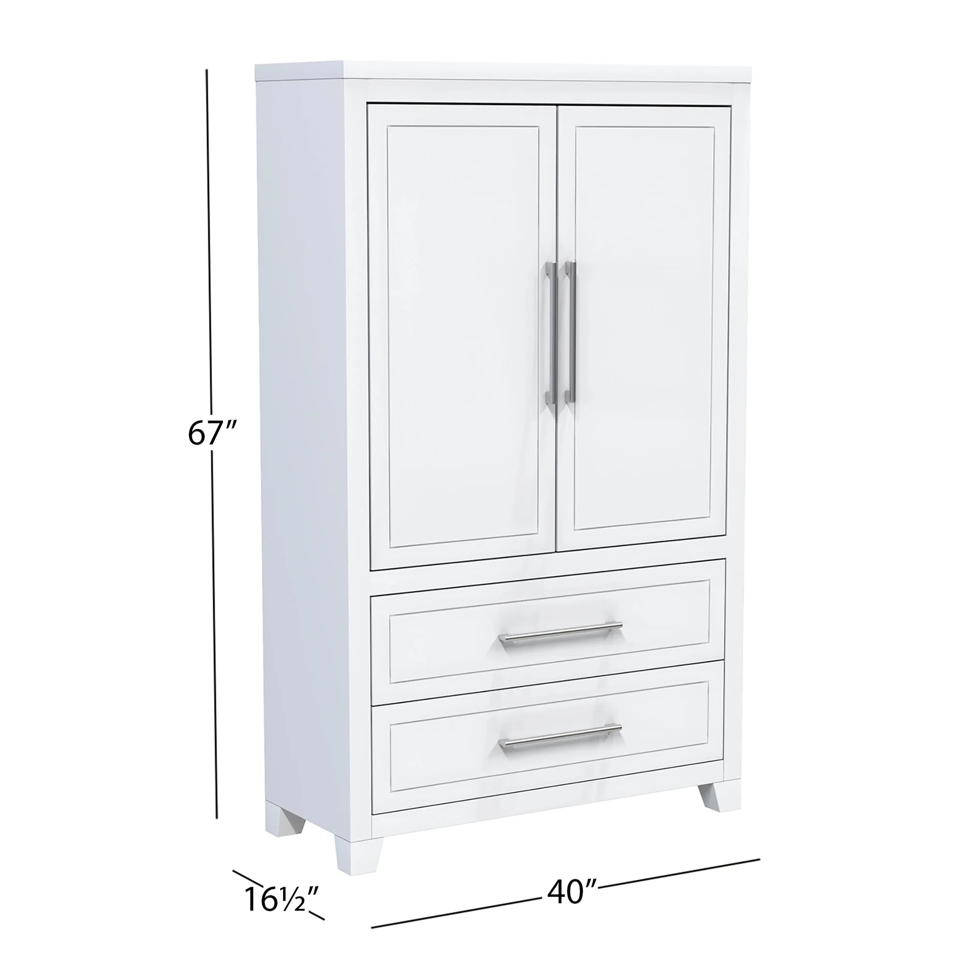 emma armoire storage organizer - shelves with 2 drawers home decor, white