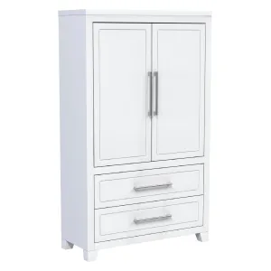 emma armoire storage organizer - shelves with 2 drawers home decor, white