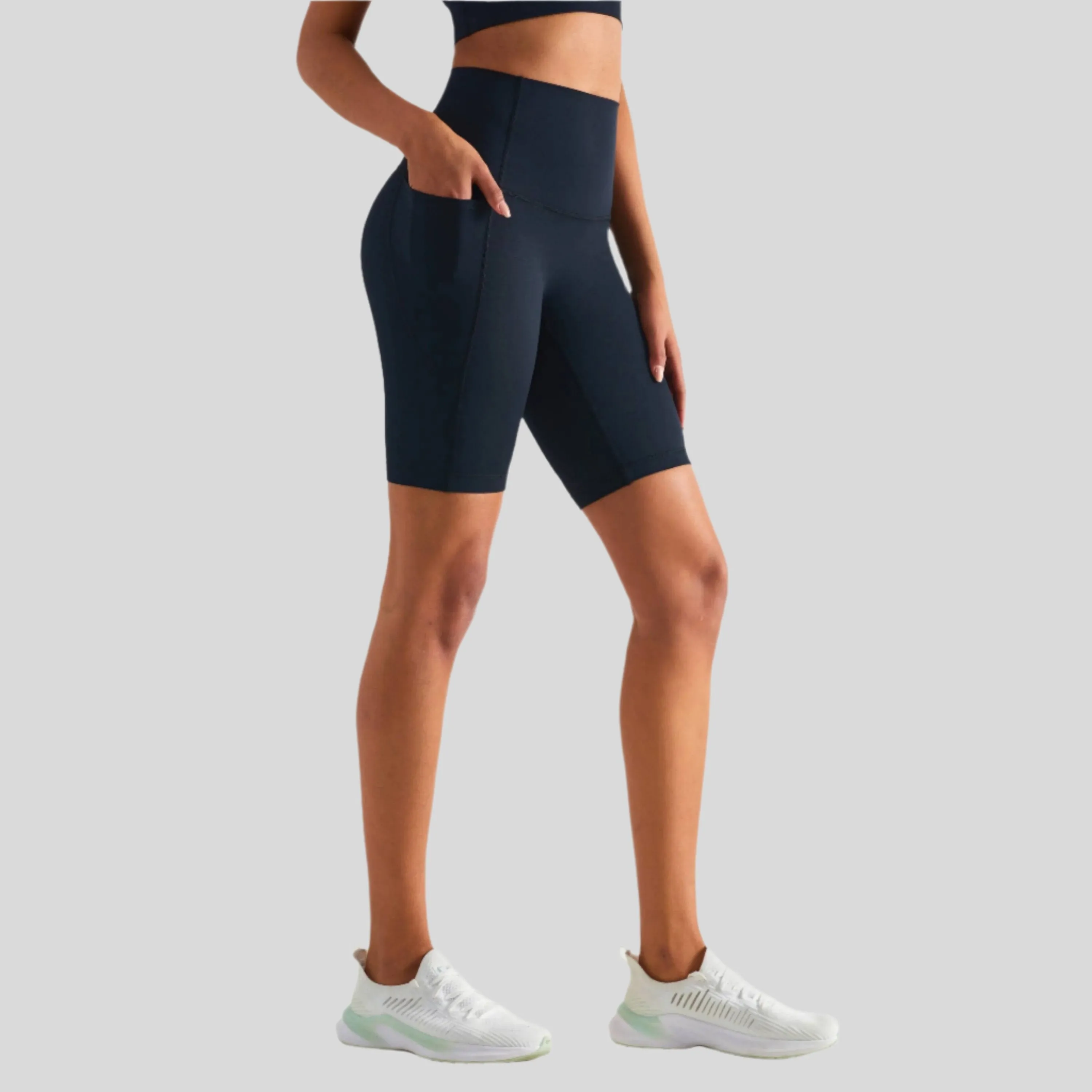 Faye Seamless High-Waist Biker Shorts with Side Pocket