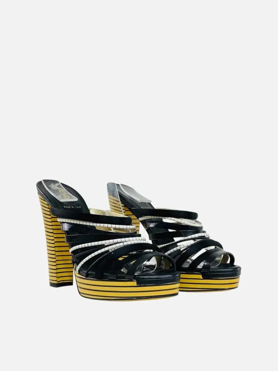 FENDI Strappy Black Mules 37